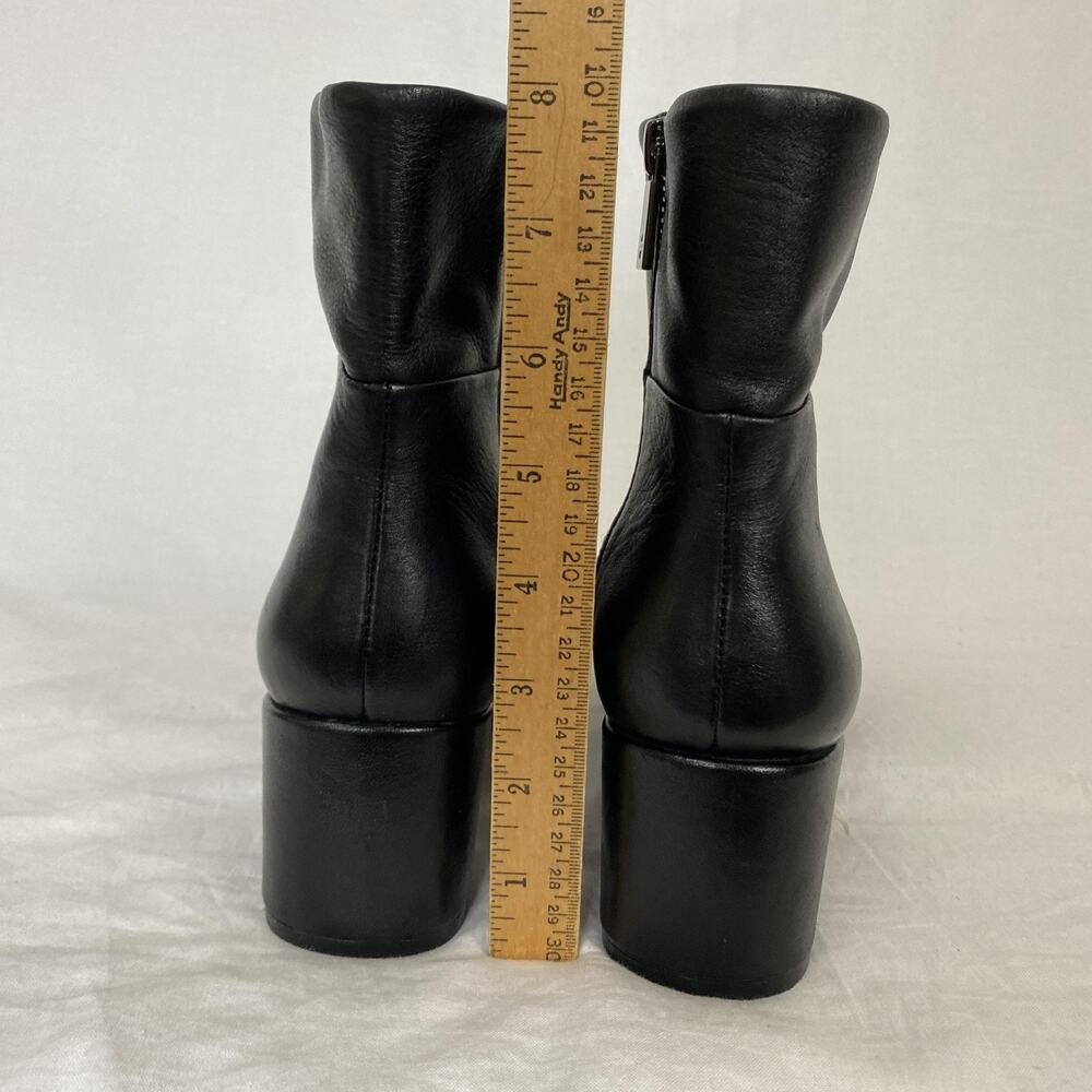 Vintage 90s Kenneth Cole Square Toe Ankle Boots 7.5 Black Leather Chunky Heel - Picture 7 of 15